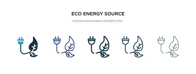 Eco energy source icon in different style two vector
