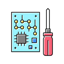 Microchip make geek color icon vector