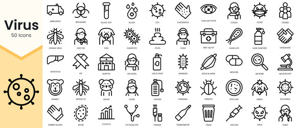 simple outline set of virus icons linear style vector image