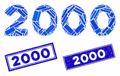 2000 digits text mosaic and scratched rectangle vector