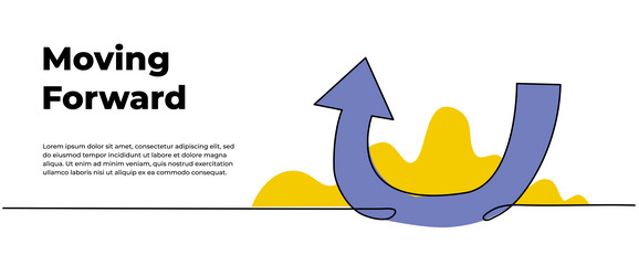 continuous line design of arrow pointing up one vector image