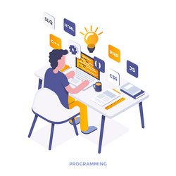 flat color modern isometric - programming vector image