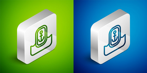 Isometric line map pointer with anchor icon vector