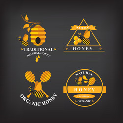 Set honey badges and labels abstract bee design vector