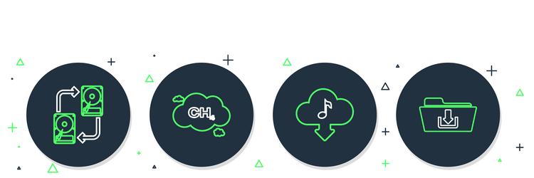 Set line methane emissions reduction cloud vector