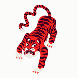 Tiger cartoon red vector