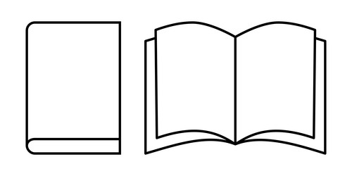 open and closed book icons in outline style vector image
