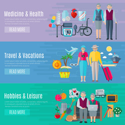 pensioners life banners set vector