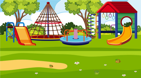 An outdoor scene with playground vector