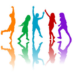 Colorful Children Silhouettes Vector Image