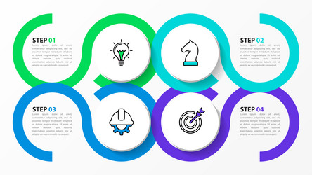 infographic template 4 linked circles with icons vector image