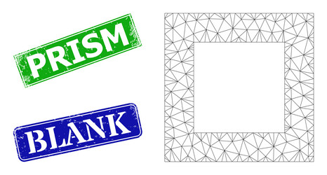 Scratched prism stamps and triangular mesh empty vector