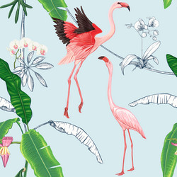 seamless pattern background with tropical plants Vector Image