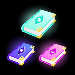 set game icons books with a swan unicorn vector image