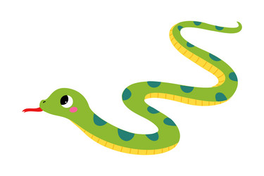 Happy green snake or serpent crawling vector