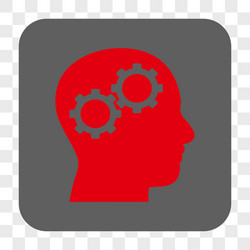 brain gears rounded square button vector image