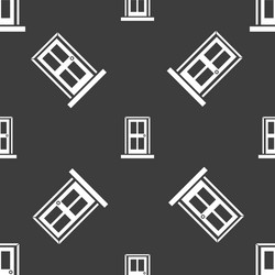 door icon sign seamless pattern on a gray vector image