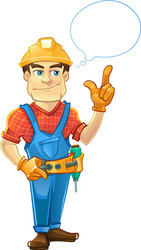 Man in Helmet Pointing to Speech Bubble vector