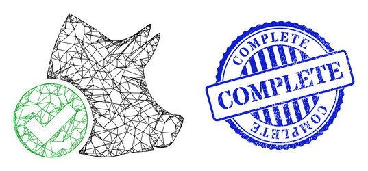 Rubber complete badge and net valid pork web mesh vector