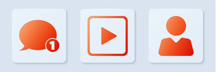 set play in square speech bubble chat and add vector image