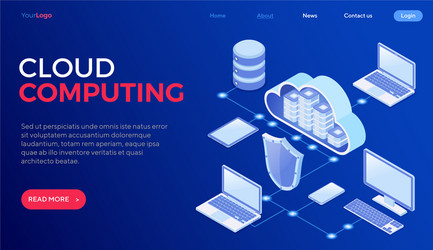 Cloud computing technology isometric vector