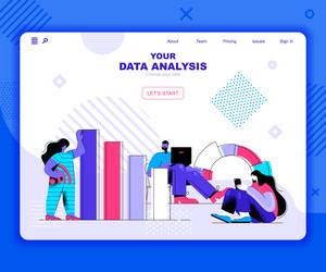 data analysis landing page template vector