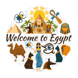 flat egypt travel round concept Vector Image