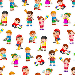 Seamless pattern with children vector