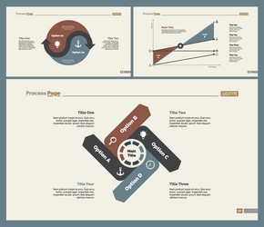 three analytics slide templates set vector