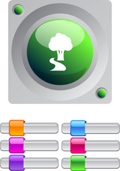 tree color round button vector image