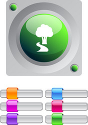 Tree color round button vector