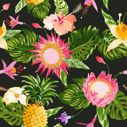 Tropical flowers background Royalty Free Vector Image