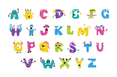 Childish Monster Alphabet Vector Image