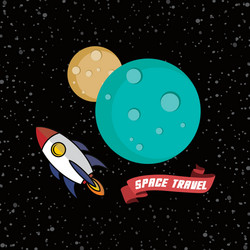 Rocket ship space travel vector