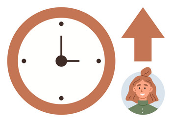 clock with arrow and smiling character symbolizing vector image