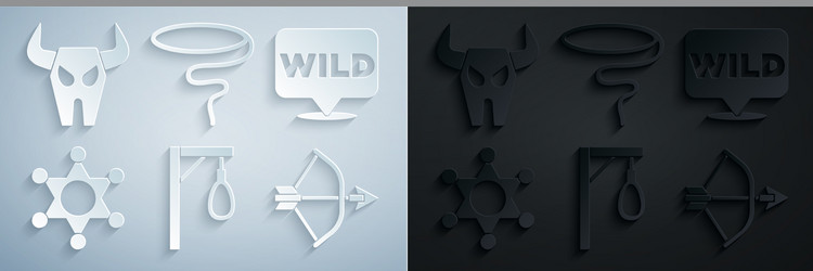 set gallows pointer to wild west hexagram vector image