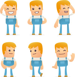 Set of mechanic character in different poses vector