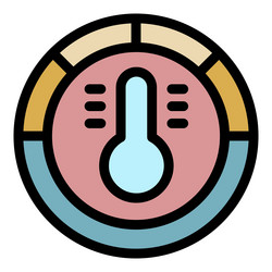 Thermometer in a circle icon color outline vector