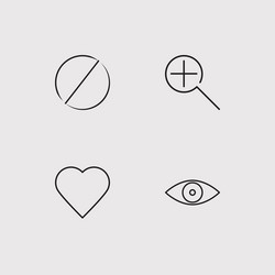 web simple linear icons set outlined vector image