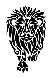 Black tribal tattoo art with lion silhouette vector