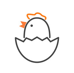 Chicken with eggs shell icon color vector