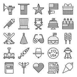 fourth of july line icon set 2 independent day Vector Image