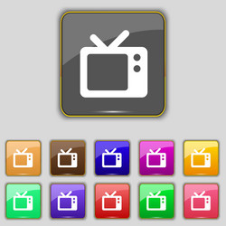 retro tv icon sign set with eleven colored buttons vector image