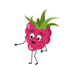 Cute raspberry character with joyful emotions vector