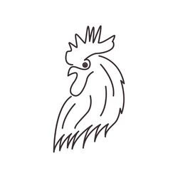 Rooster line icon logo vector