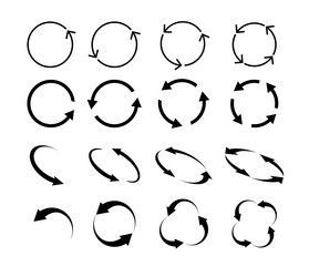 set of circle arrows isolated circular rotate vector image
