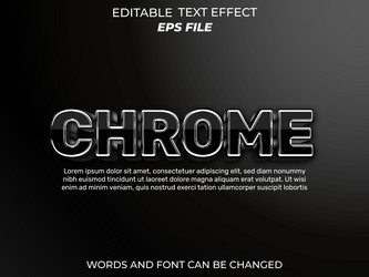 Chrome text effect font editable typography 3d vector
