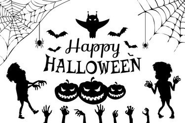 Halloween Poster with Zombies & Cobwebs vector image