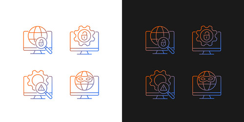 Illegal activities detection gradient icons set vector