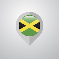 Map navigation pointer with jamaica flag design vector